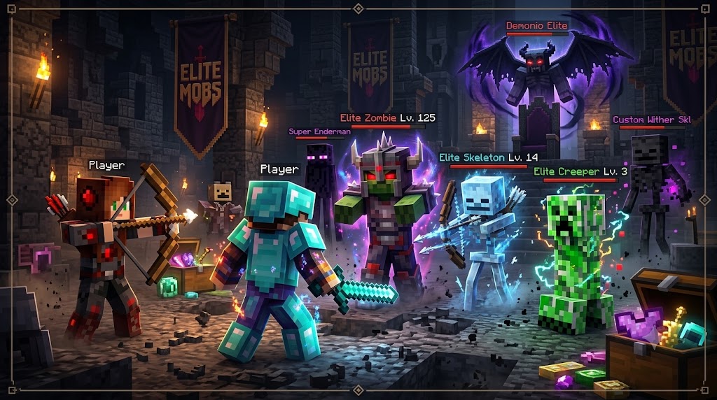Jugadores enfrentando elite mobs en Castle Hill
